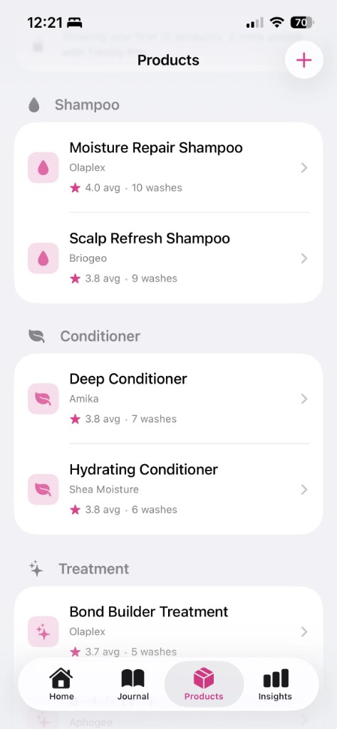 Tressly Products library with shampoos, conditioners, and treatments